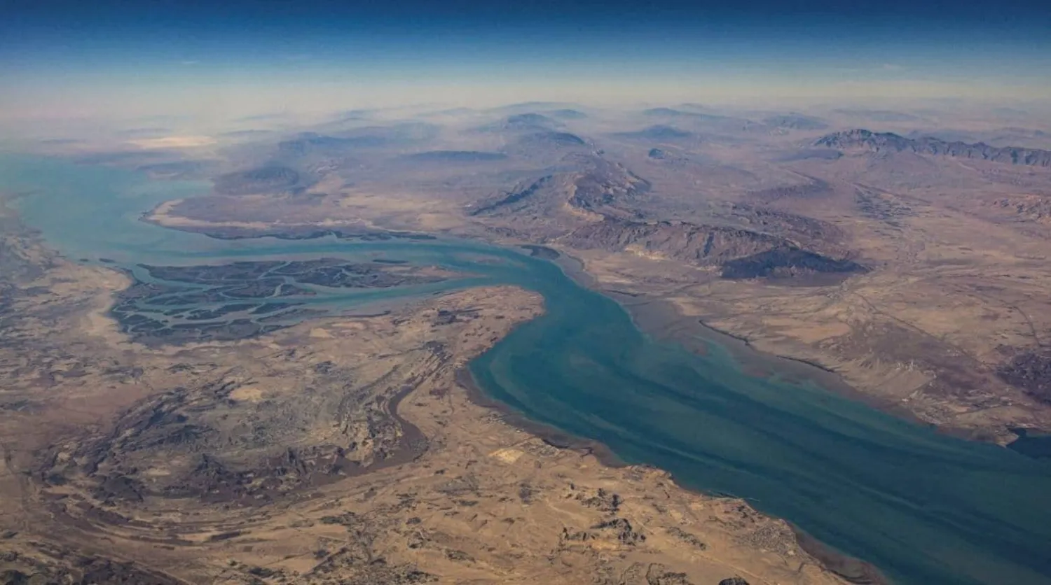 An aerial view of the island of Qeshm, separated from the Iranian mainland by the Clarence Strait, December 10, 2023. (Reuters file)