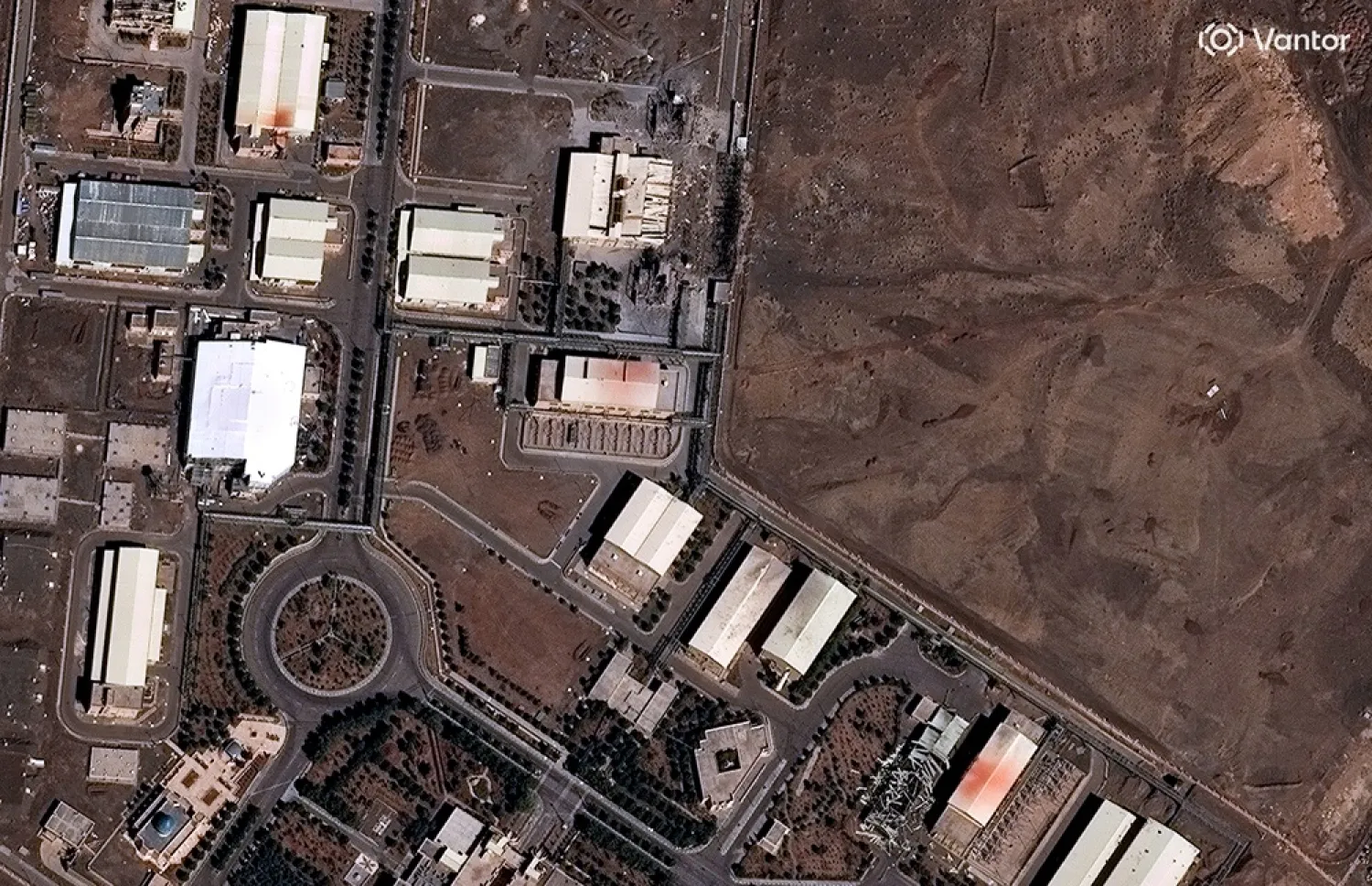 A satellite image shows a closer view of the Natanz Nuclear Facility with new building damage, amid the US-Israeli conflict with Iran, near Natanz, Iran, March 2, 2026. (Vantor/Handout via Reuters)