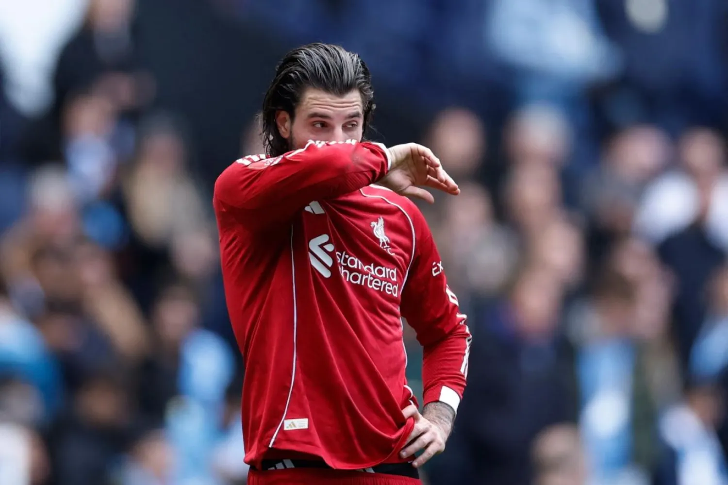 Szoboszlai, Liverpool'un Manchester City'ye 4-0 yenilerek FA Cup'tan elenmesine tanık oldu (Reuters)