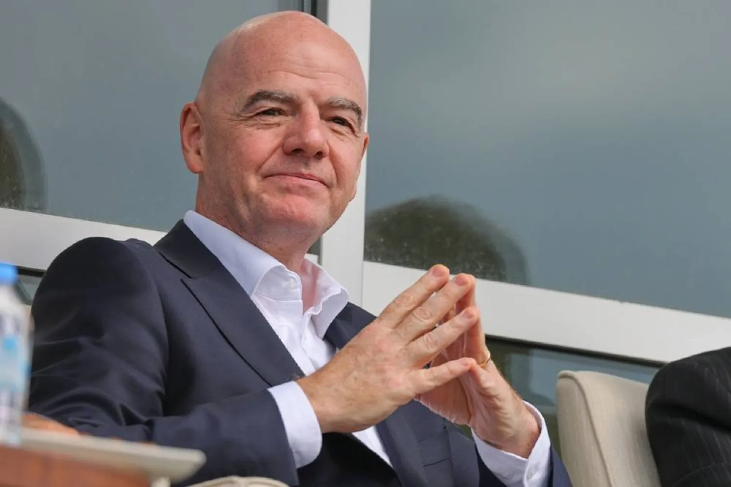 FIFA President Gianni Infantino follows a friendly soccer match between Iran and Costa Rica, in Antalya, southern Türkiye, Tuesday, March 31, 2026. (AP) 