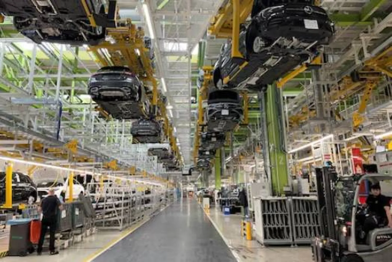 Production lines at German car manufacturer Mercedes-Benz at its factory in Rastatt (Reuters)