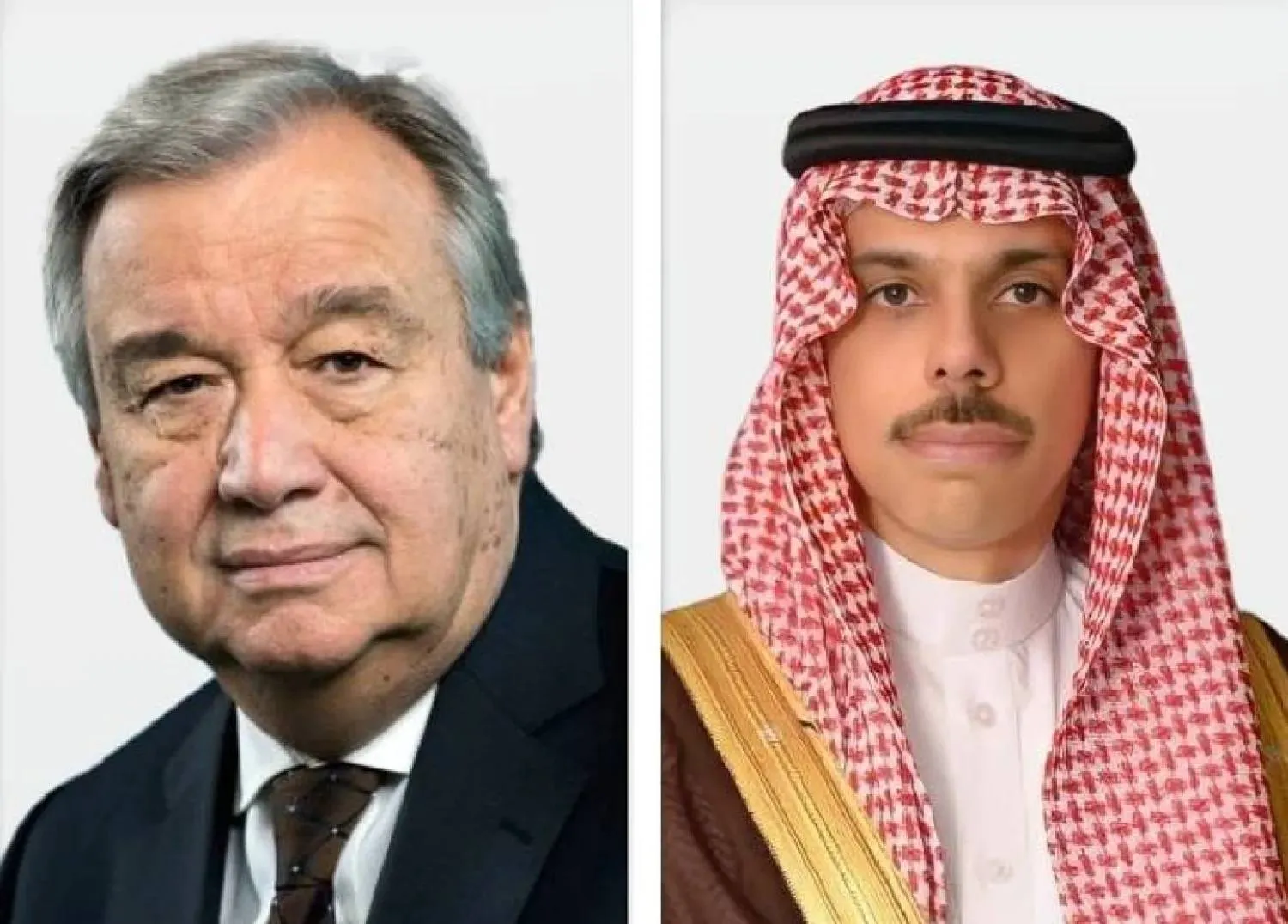 Saudi FM Prince Faisal bin Farhan and UN Secretary-General Antonio Guterres (Saudi Ministry of Foreign Affairs)