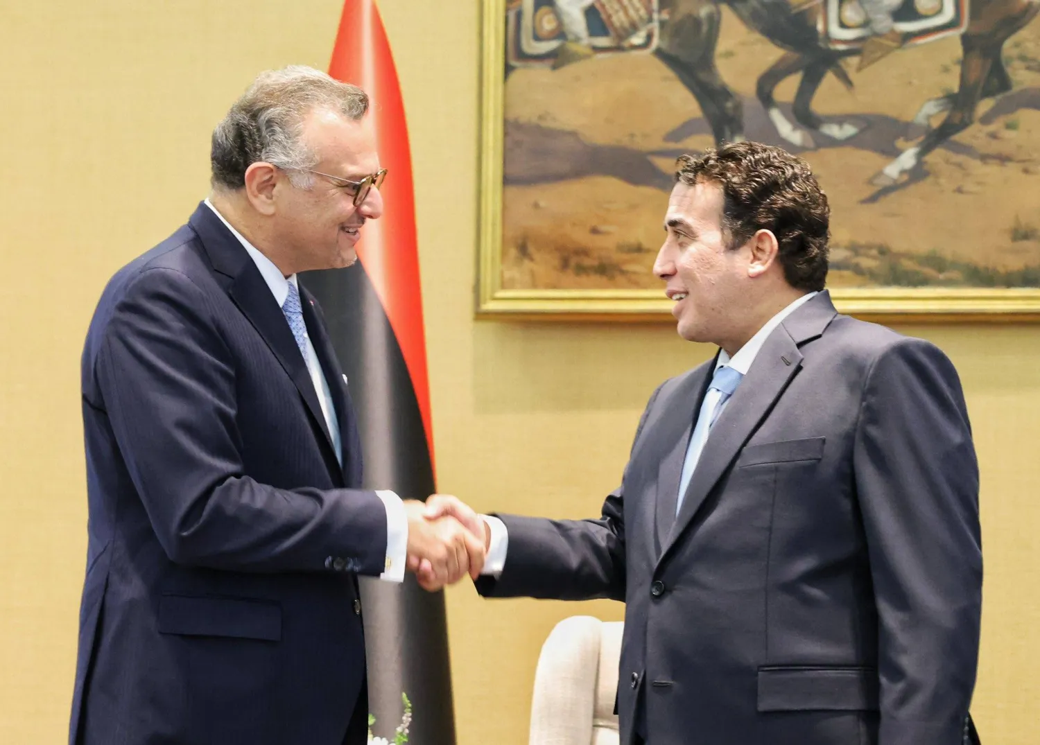 المنفي وبولس بمقر البعثة الليبية في نيويورك 24 سبتمبر 2025 (المجلس الرئاسي)