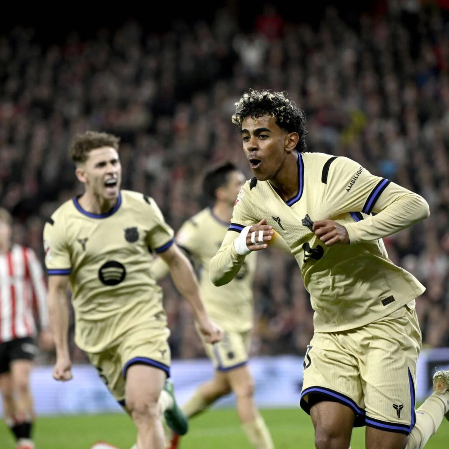 Barca winger Lamine Yamal could be crucial in the triple-header against Atletico Madrid over the next fortnight. ANDER GILLENEA / AFP
