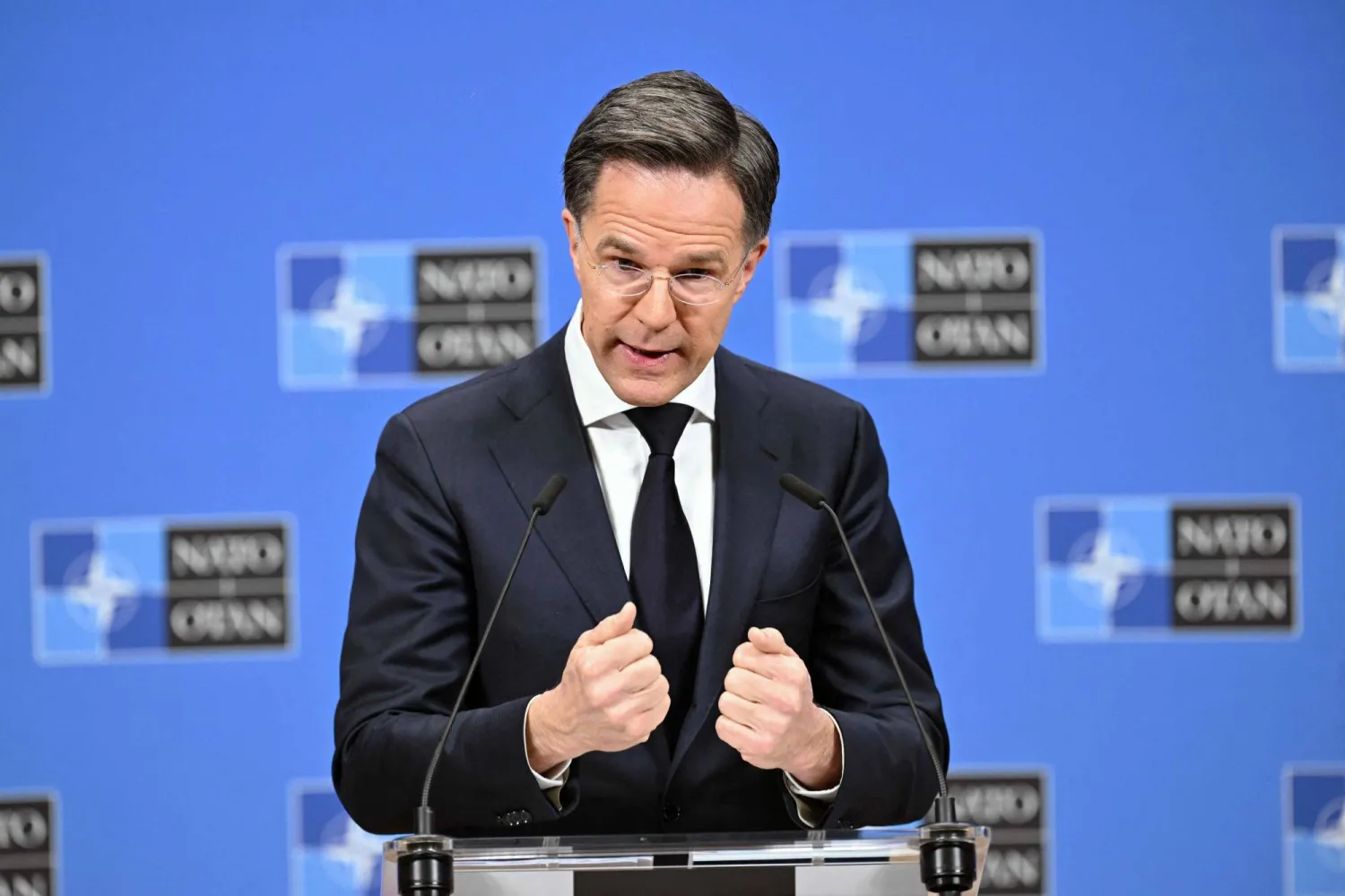  NATO Secretary General Mark Rutte gives a press conference about NATO's general annual report in Brussels on March 26, 2026. (AFP) 
