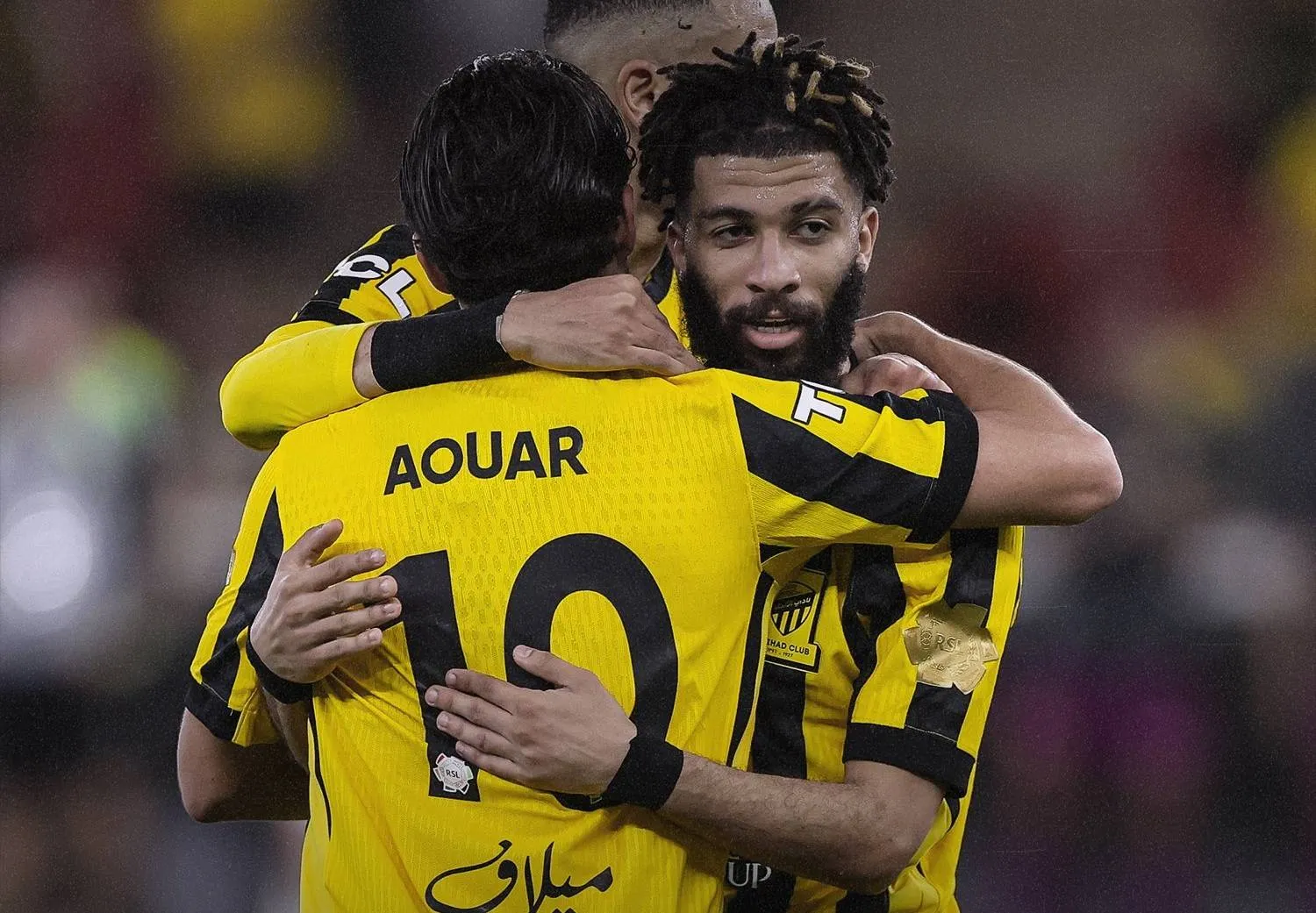 العبود يحتفل بهدفه في مرمى الحزم (نادي الاتحاد)