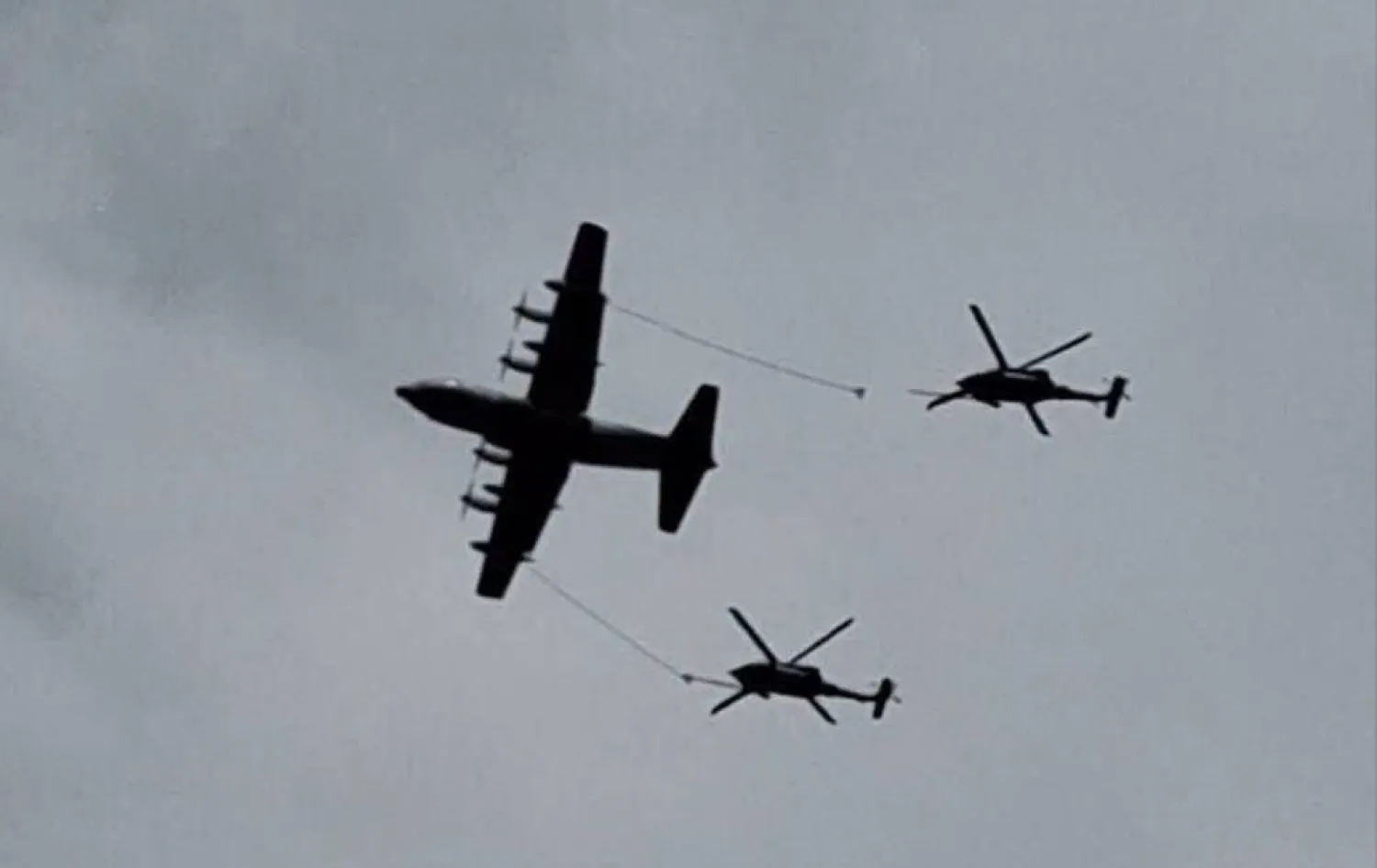 Image circulating of American warplanes flying during the pilot rescue operation in western Iran (Social Media)