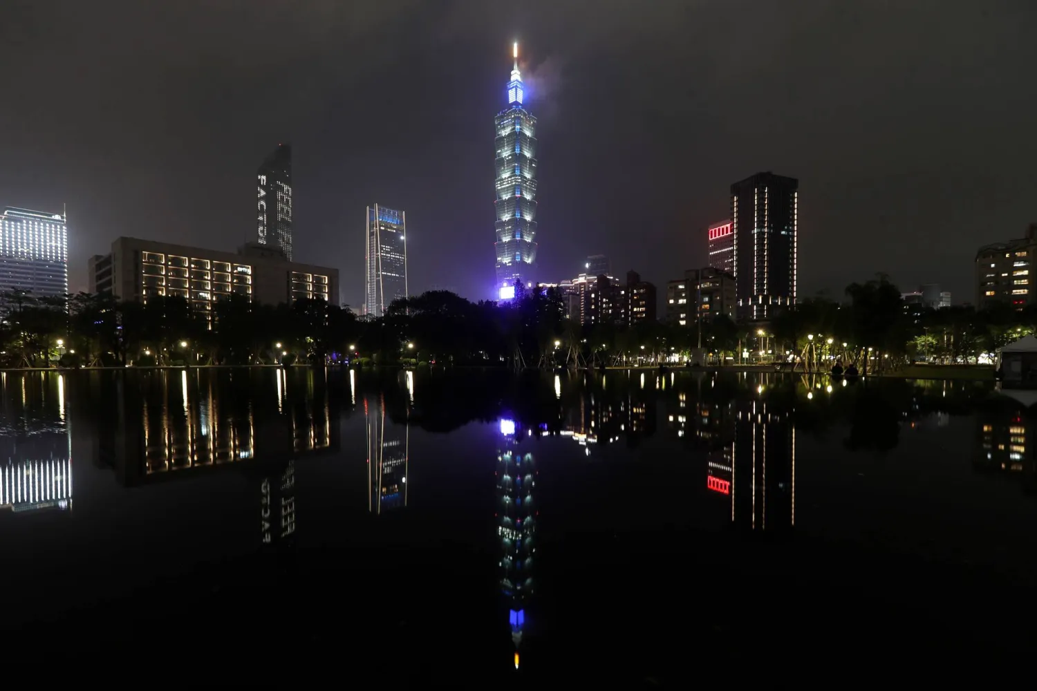 The Taipei 101 skyscraper is seen lit up before the Earth Hour in Taipei, Taiwan, Saturday, March 28, 2026. (AP Photo/ Chiang Ying-ying)