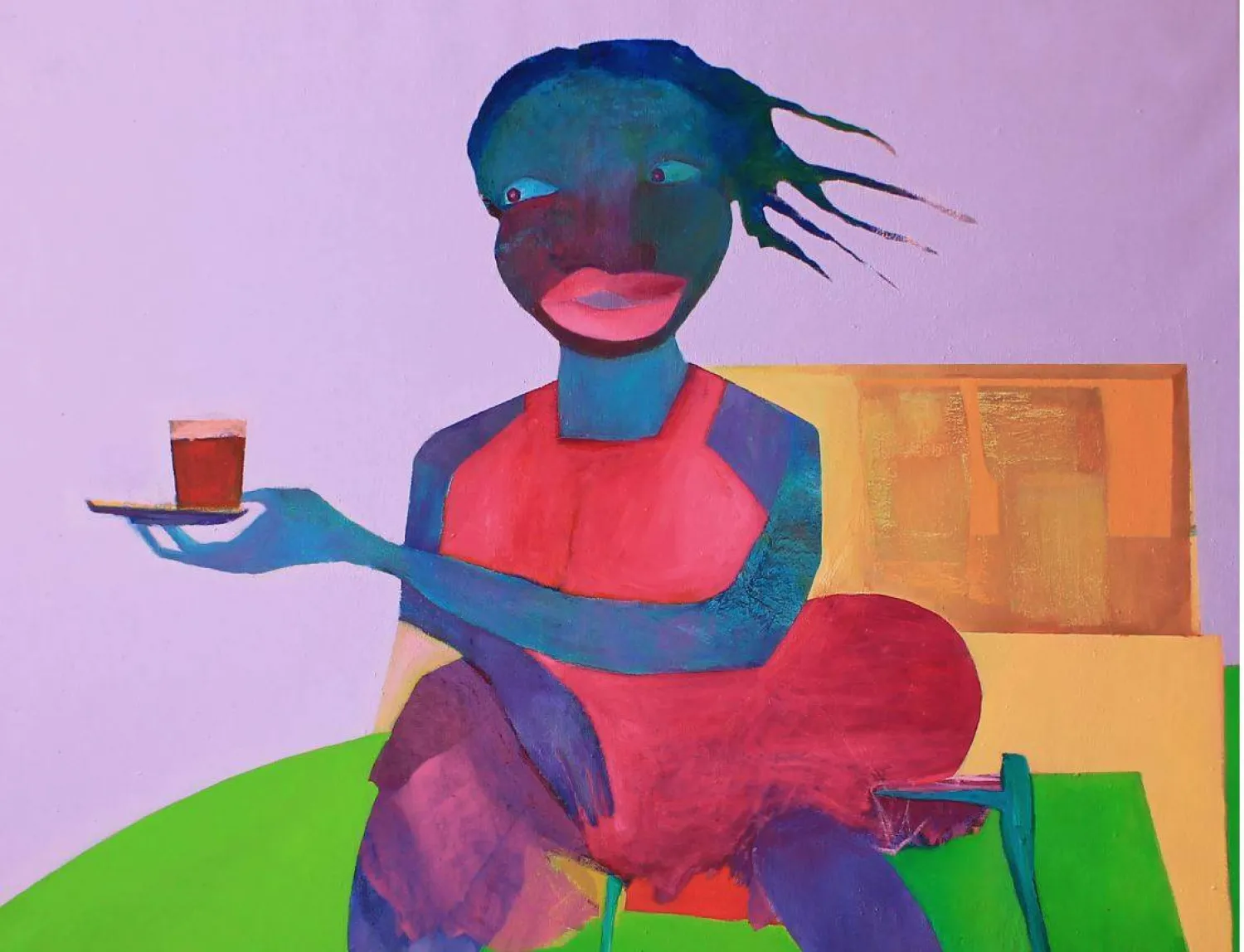 لوحة للفنانة آمنة الحسن ضمن المشروع التوثيقي (أرشيف السودان للفن التشكيلي)