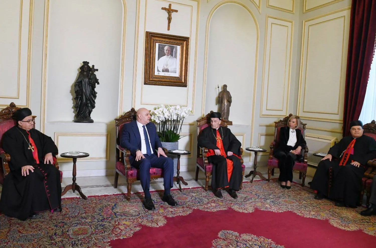 البطريرك الماروني بشارة الراعي يستقبل الرئيس اللبناني جوزيف عون في بكركي (البطريركية المارونية)