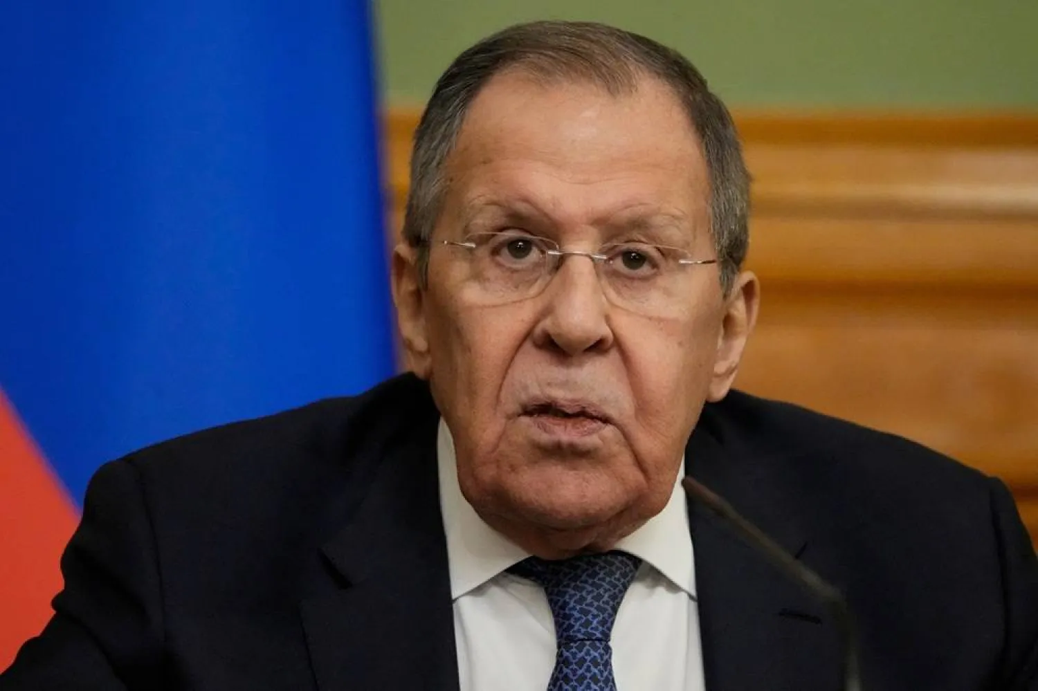  Russian Foreign Minister Sergei Lavrov speaks during a joint news conference with Egyptian Foreign Minister Badr Abdelatty following their meeting in Moscow, Russia April 3, 2026. (Pavel Bednyakov/Pool via Reuters)