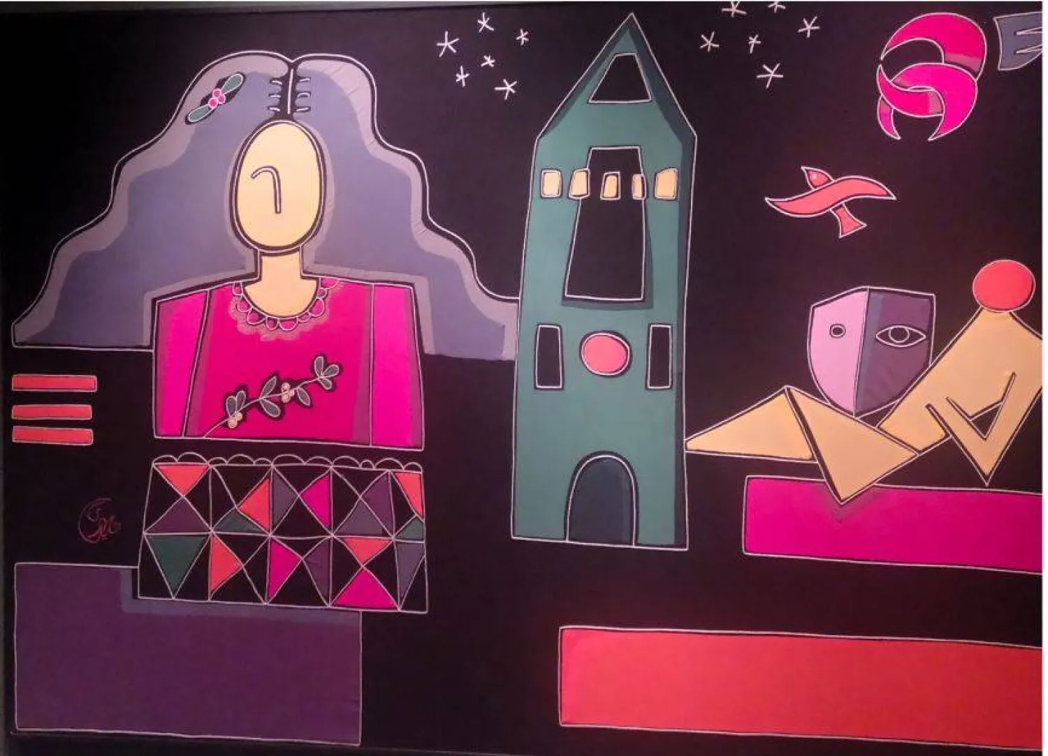 لوحات المعرض اعتمدت على الخط وهندسة الألوان (الشرق الأوسط)