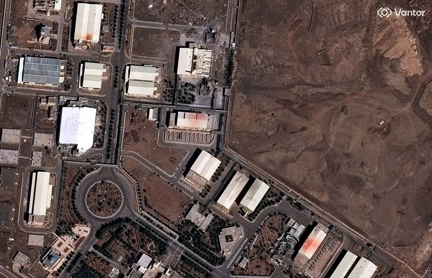 A satellite image shows a closer view of the Natanz Nuclear Facility with new building damage, amid the US-Israeli conflict with Iran, near Natanz, Iran, March 2, 2026. (Vantor/Handout via Reuters)