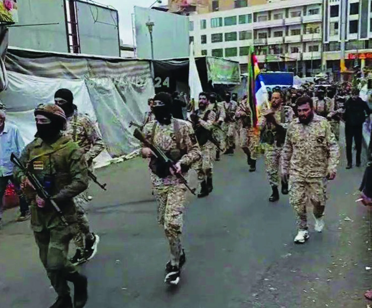 استعراض عسكري لمقاتلين من «الحرس الوطني» في مدينة السويداء يوم 26 سبتمبر 2025 (متداولة)