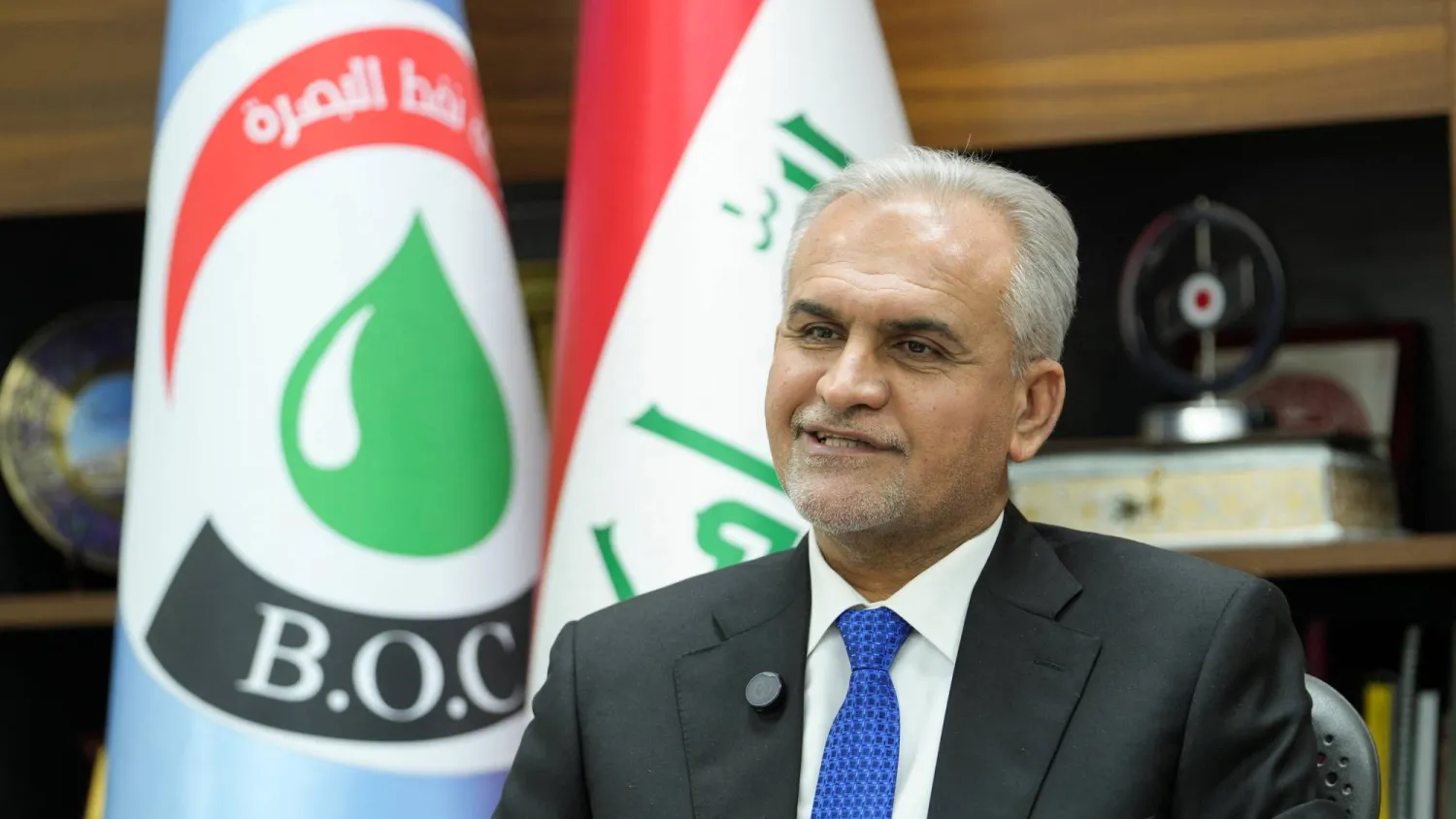  Bassem Abdul Karim, director general of the state-run Basra Oil Company (BOC), speaks during an interview with Reuters, in Basra, Iraq, April 6, 2026. (Reuters)