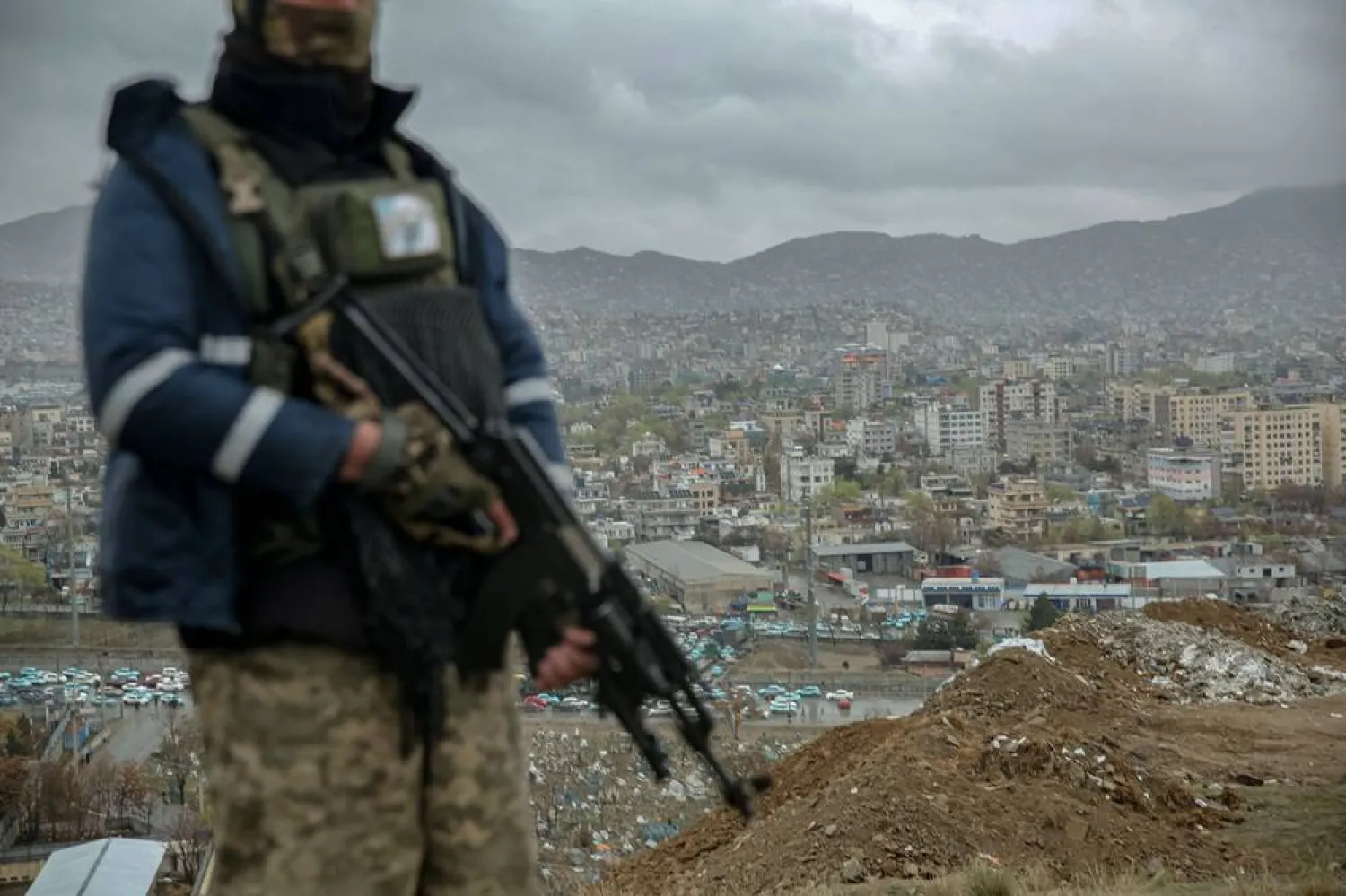 A Taliban security official patrols in Kabul, Afghanistan, 06 April 2026. (EPA)