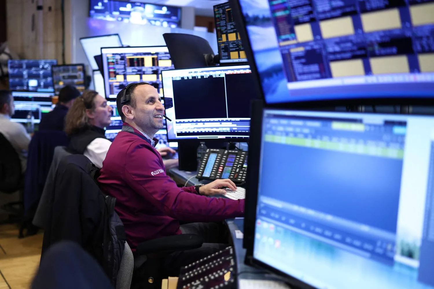 متداولون يعملون في بورصة نيويورك (أ.ف.ب)