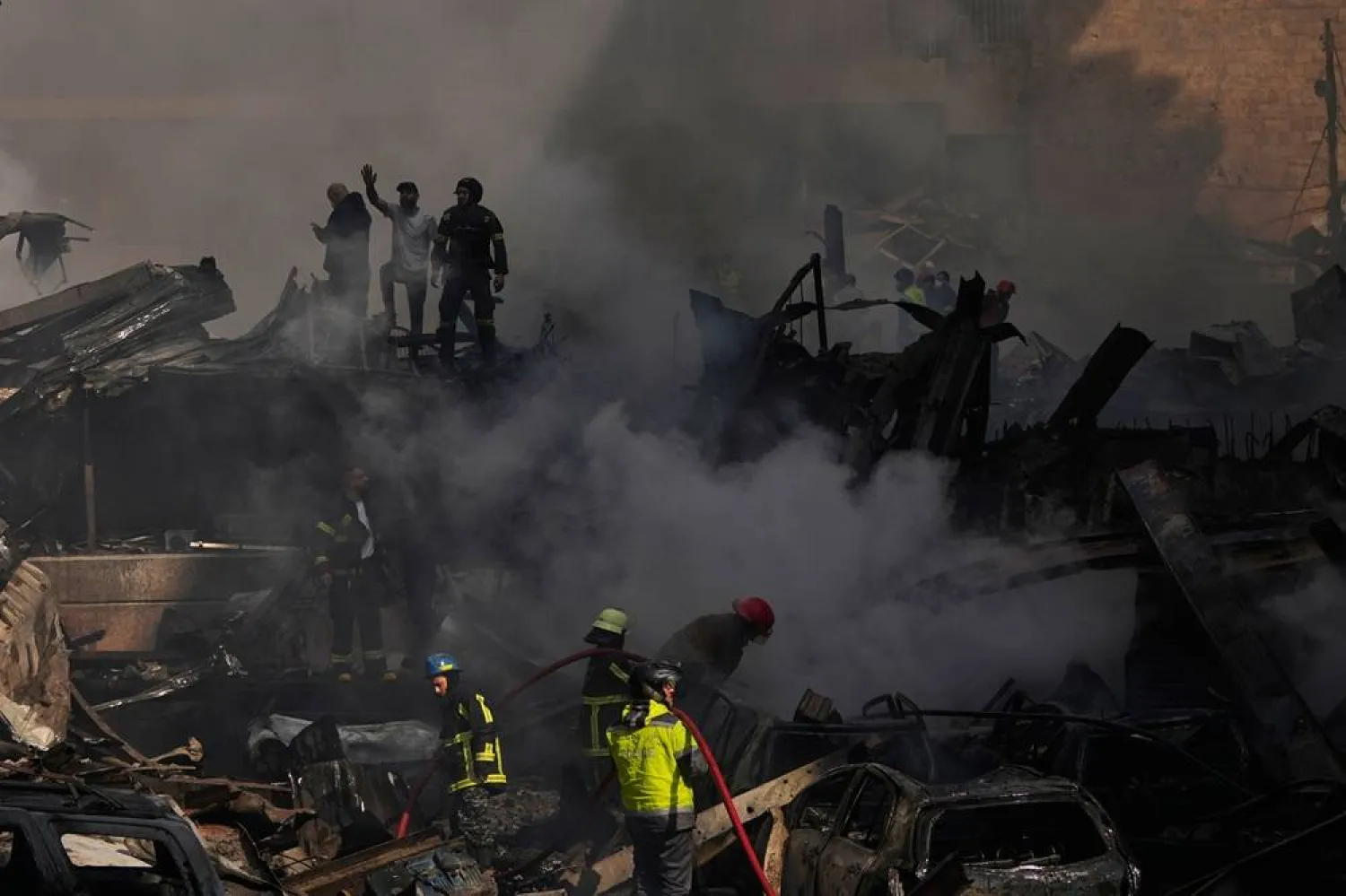  First responders work at the site of an Israeli airstrike that struck an apartment building in Beirut, Lebanon, Wednesday, April 8, 2026. (AP) 