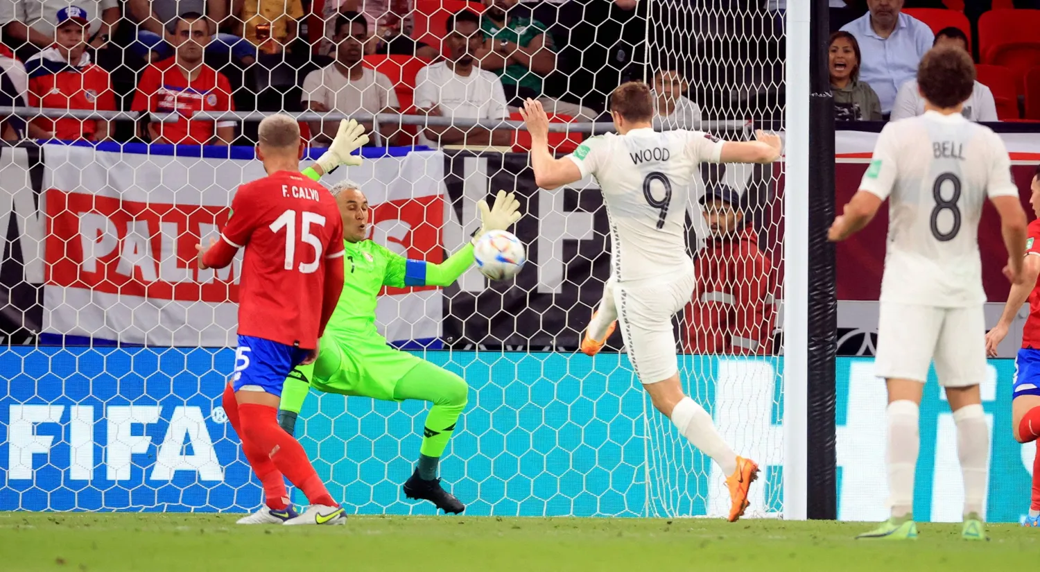 FILE PHOTO: Soccer Football - FIFA World Cup Qualifier - Costa Rica v New Zealand - Al Rayyan Stadium, Al Rayyan, Qatar - June 14, 2022 New Zealand's Chris Wood scores their first goal REUTERS/Mohammed Dabbous/File Photo