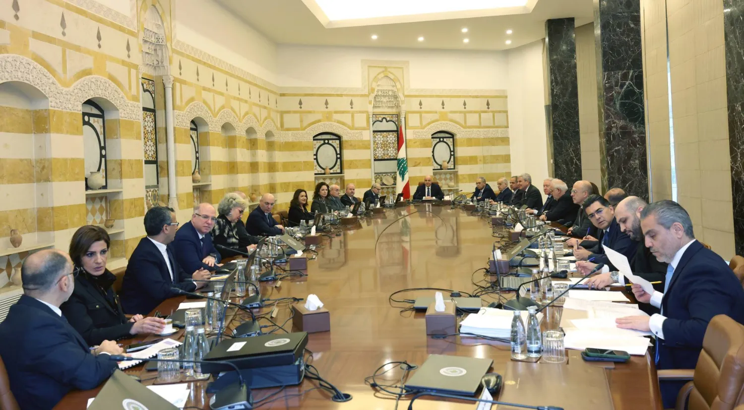 الرئيس جوزيف عون مترئساً جلسة الحكومة التي عقدت الخميس في القصر الرئاسي (رئاسة الجمهورية)