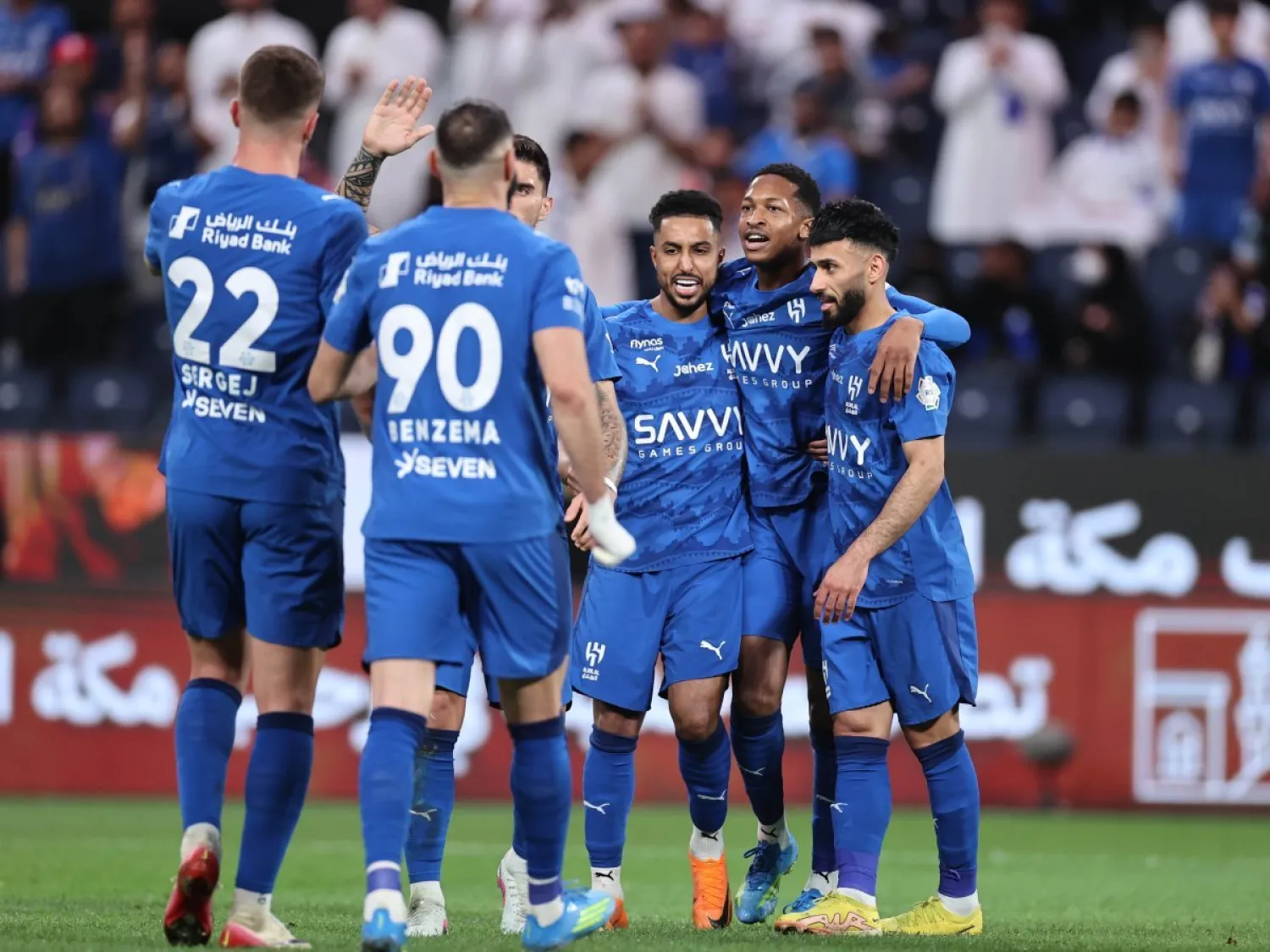 فرحة هلالية بأحد الأهداف أمام الخلود (تصوير: سعد العنزي)