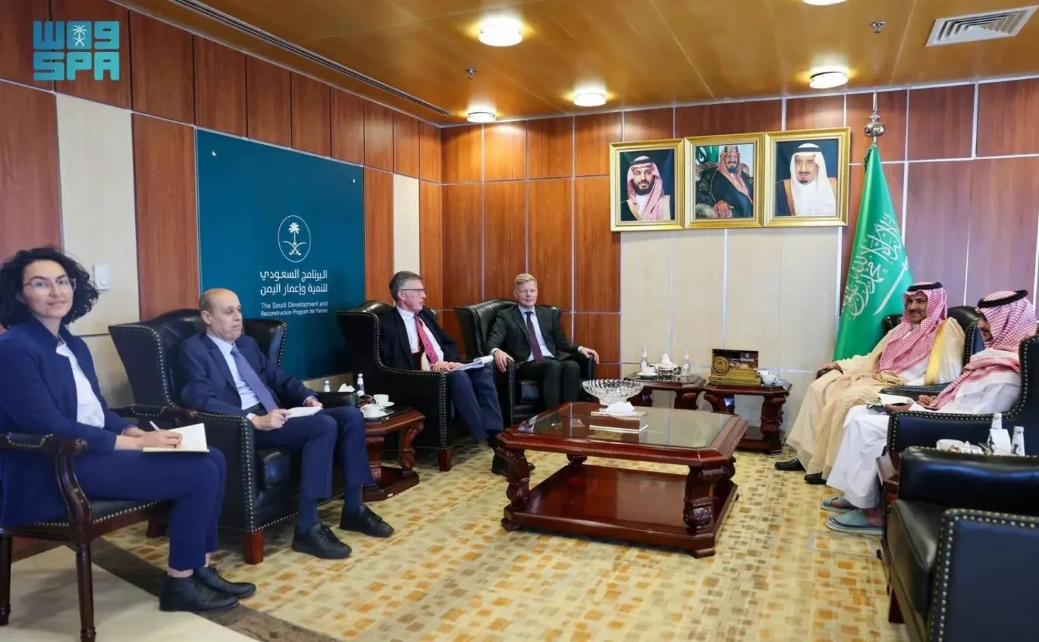 Saudi Ambassador to Yemen Mohammed Al-Jaber met with United Nations Secretary-General’s Special Envoy for Yemen Hans Grundberg. (SPA)