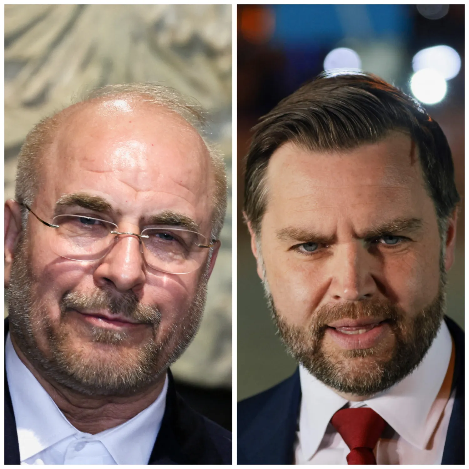 رئيس مجلس النواب الإيراني محمد باقر قاليباف ونائب الرئيس الأميركي دونالد ترمب جي دي فانس