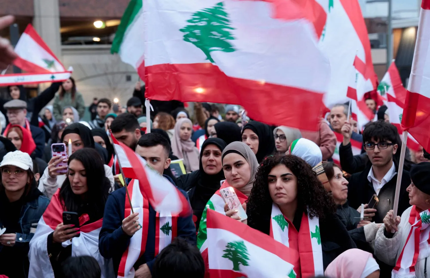  Lebanese Americans and supporters gather in support of Lebanon during a vigil in Dearborn, Michigan, US, April 10, 2026. (Reuters)