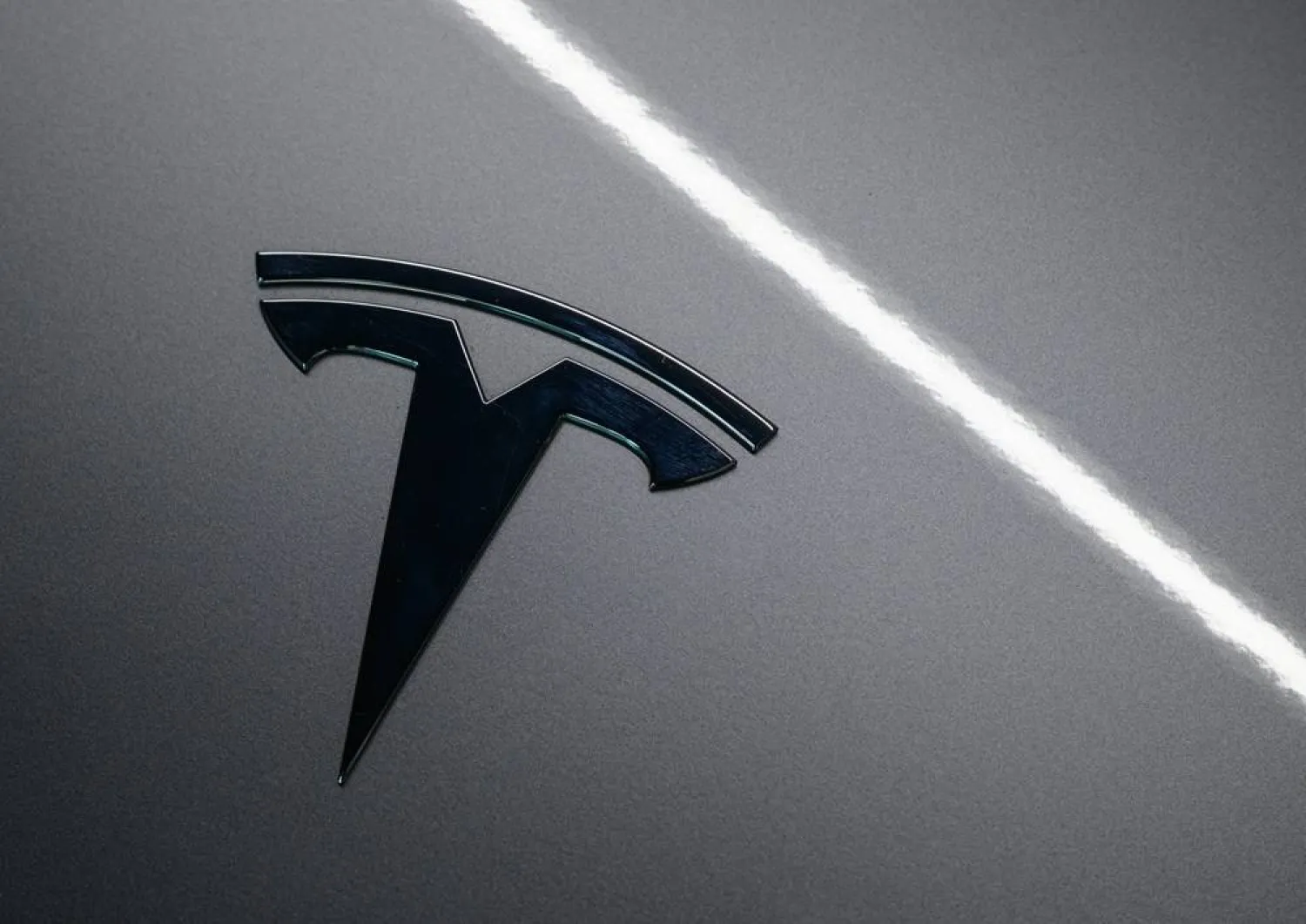 01 September 2025, Brandenburg, Gruenheide: The Tesla logo is seen on a vehicle at the Tesla Gigafactory Berlin-Brandenburg. (dpa)