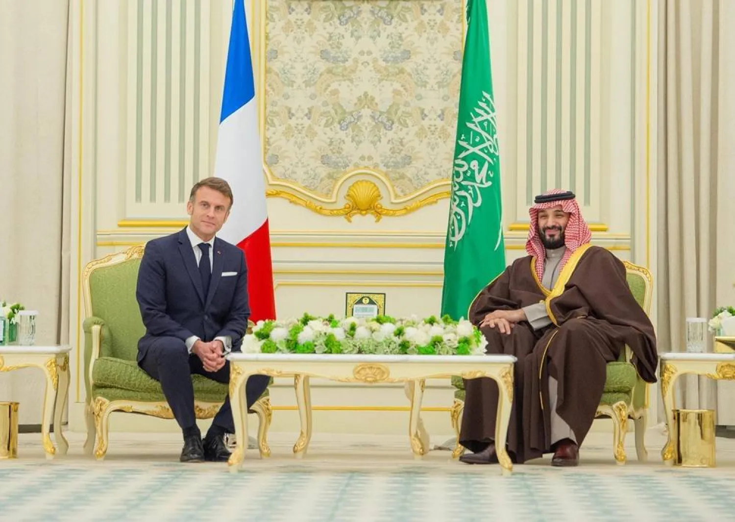 Prince Mohammed bin Salman, Saudi Crown Prince and Prime Minister, and French President Emmanuel Macron meet in Riyadh in December 2024. (SPA)