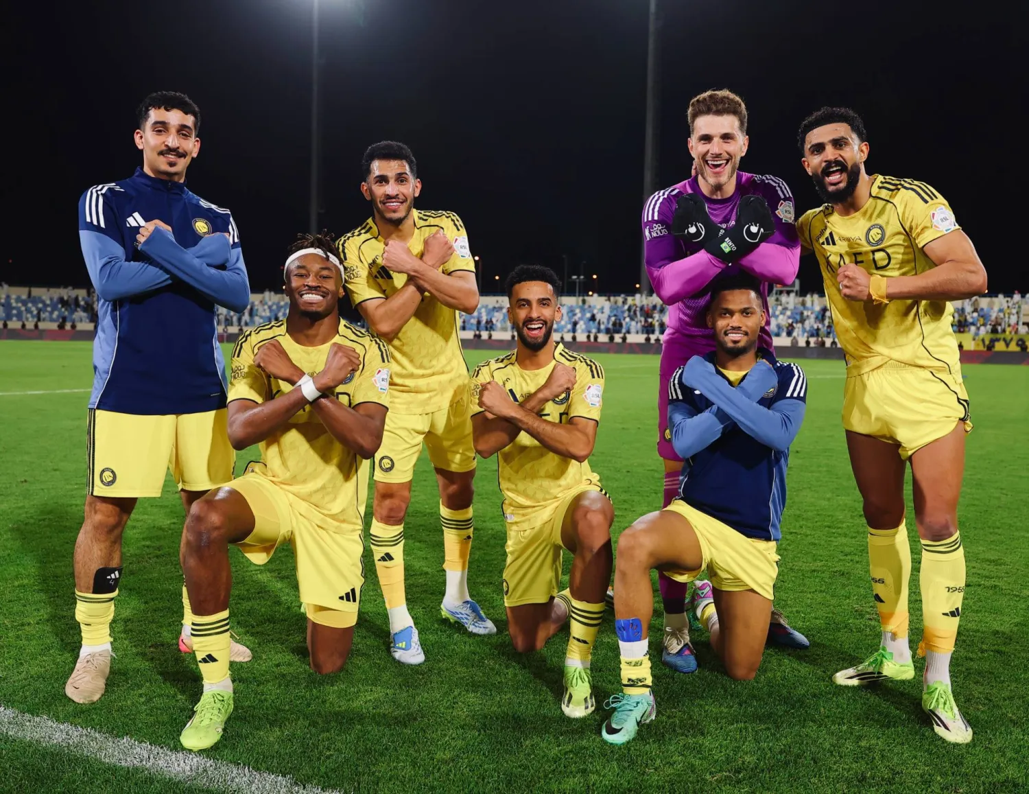 فرحة نصراوية بعد الفوز على الأخدود (موقع النادي)