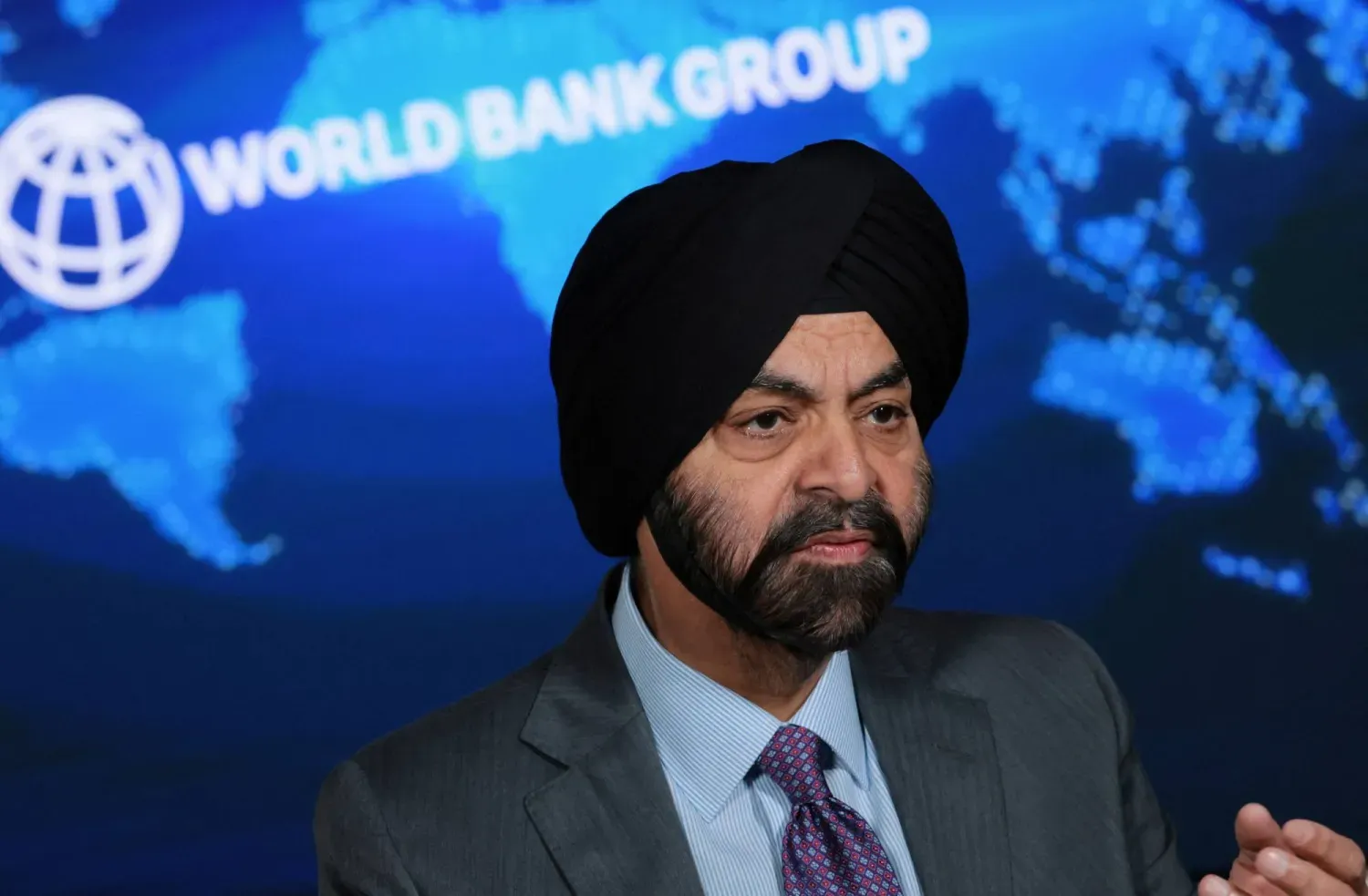 Dünya Bankası Başkanı Ajay Banga, Washington’daki Dünya Bankası Genel Merkezi’nde Reuters’a röportaj verdi. (Reuters)