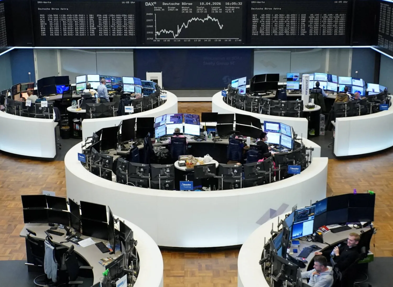 رسم بياني لمؤشر الأسهم الألماني «داكس» في بورصة فرانكفورت (رويترز)