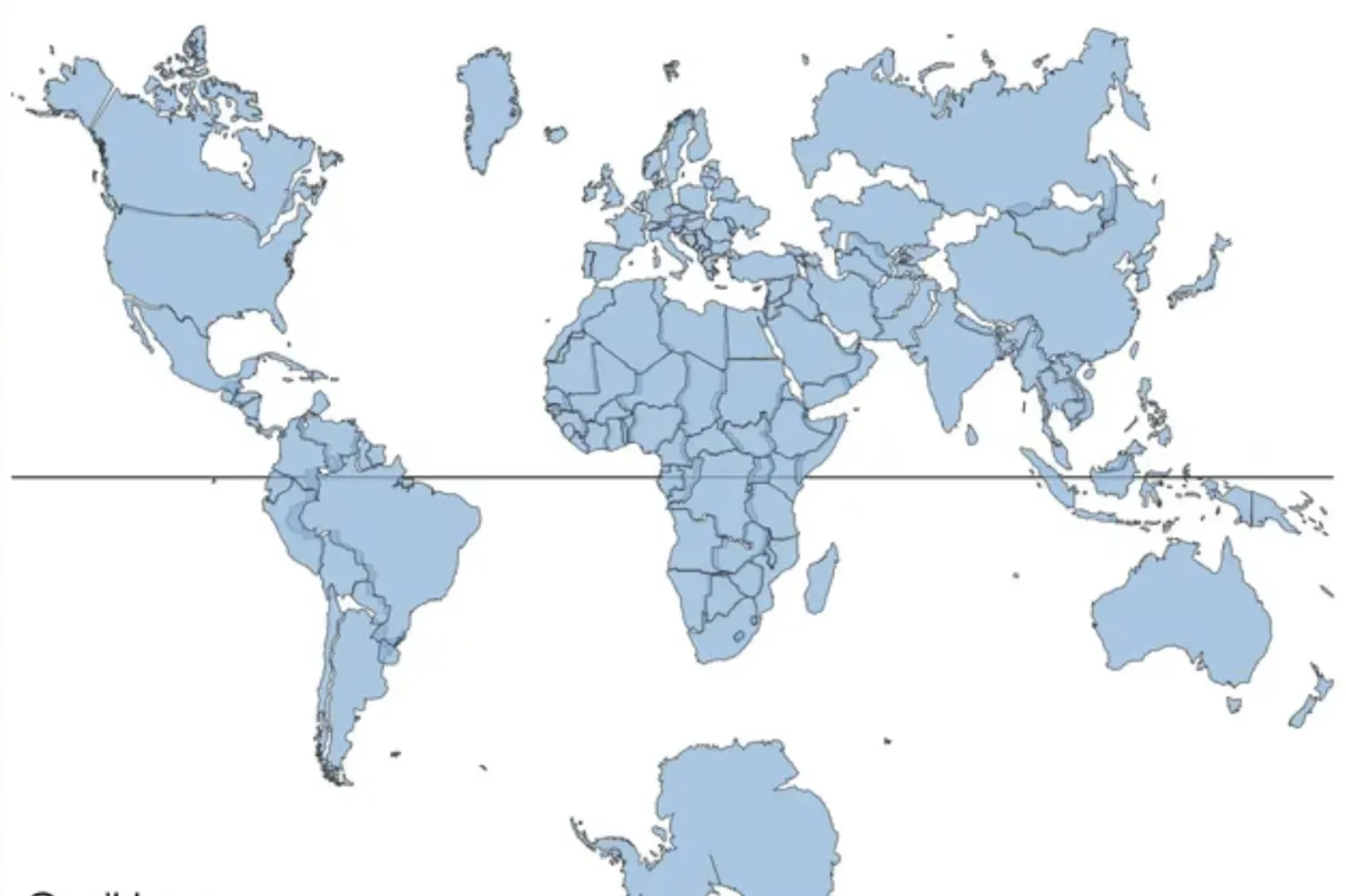 Afrika kıtasının gerçek boyutunu daha doğru bir şekilde gösteren bir dünya haritası