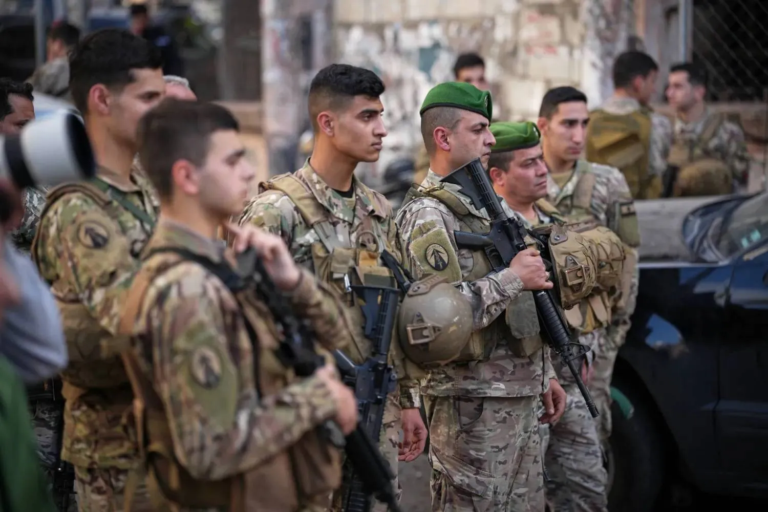 Lebanese army soldiers deploy at the site of an Israeli airstrike in Beirut (AP)