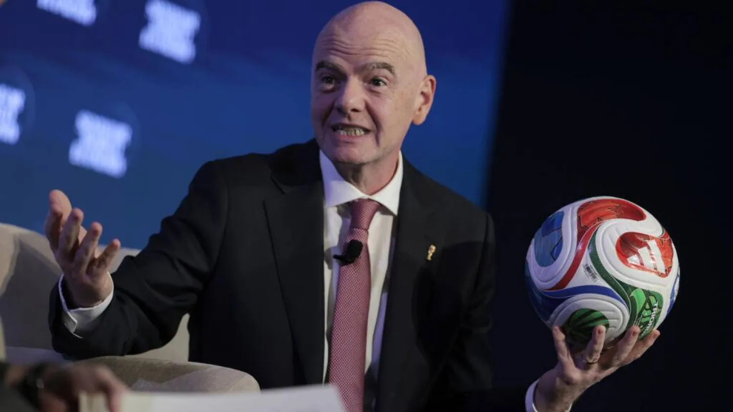 FIFA President Gianni Infantino attends an economic conference in Washington. Kent NISHIMURA / AFP
