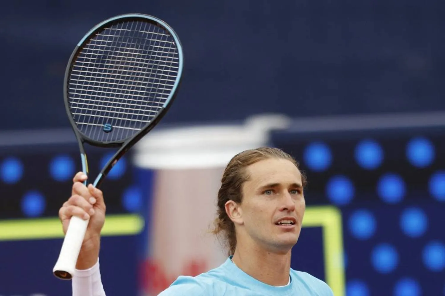  Tennis - ATP 500 - Munich Open - MTTC Iphitos, Munich, Germany - April 14, 2026 Germany's Alexander Zverev celebrates after winning his round of 32 match against Serbia's Miomir Kecmanovic. (Reuters)