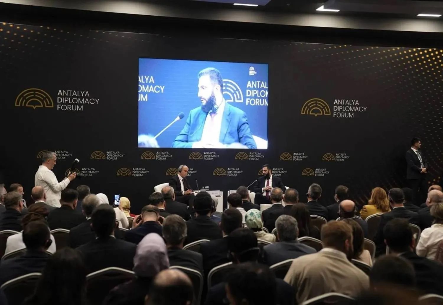 Syrian President Ahmed al-Sharaa during a panel discussion at the Antalya Diplomacy Forum in Türkiye on Friday (Turkish media)