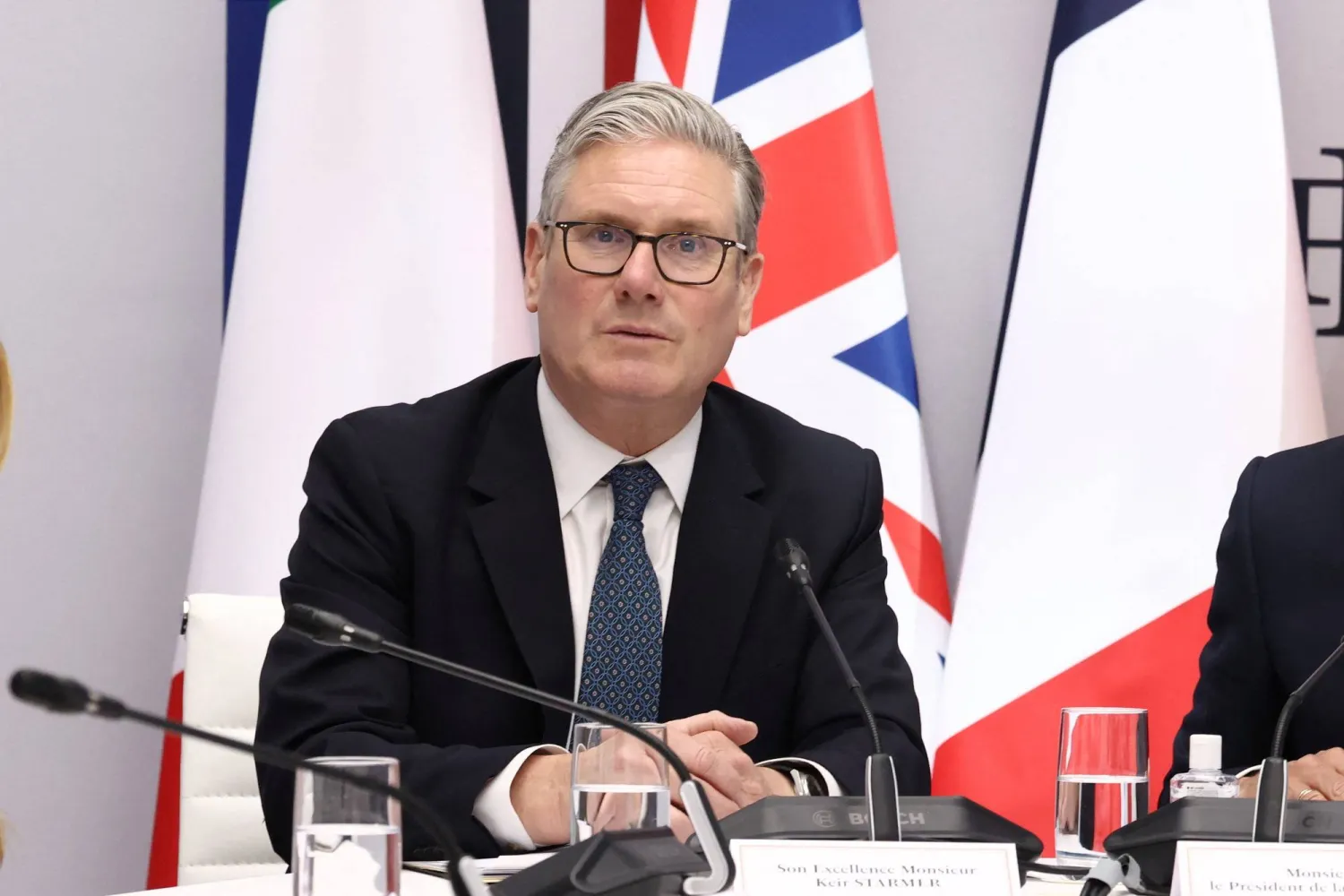  British Prime Minister Keir Starmer co-hosts a multinational virtual summit at the Elysee Presidential Palace, in Paris, France, on April 17, 2026. (Tom Nicholson/Pool via Reuters)