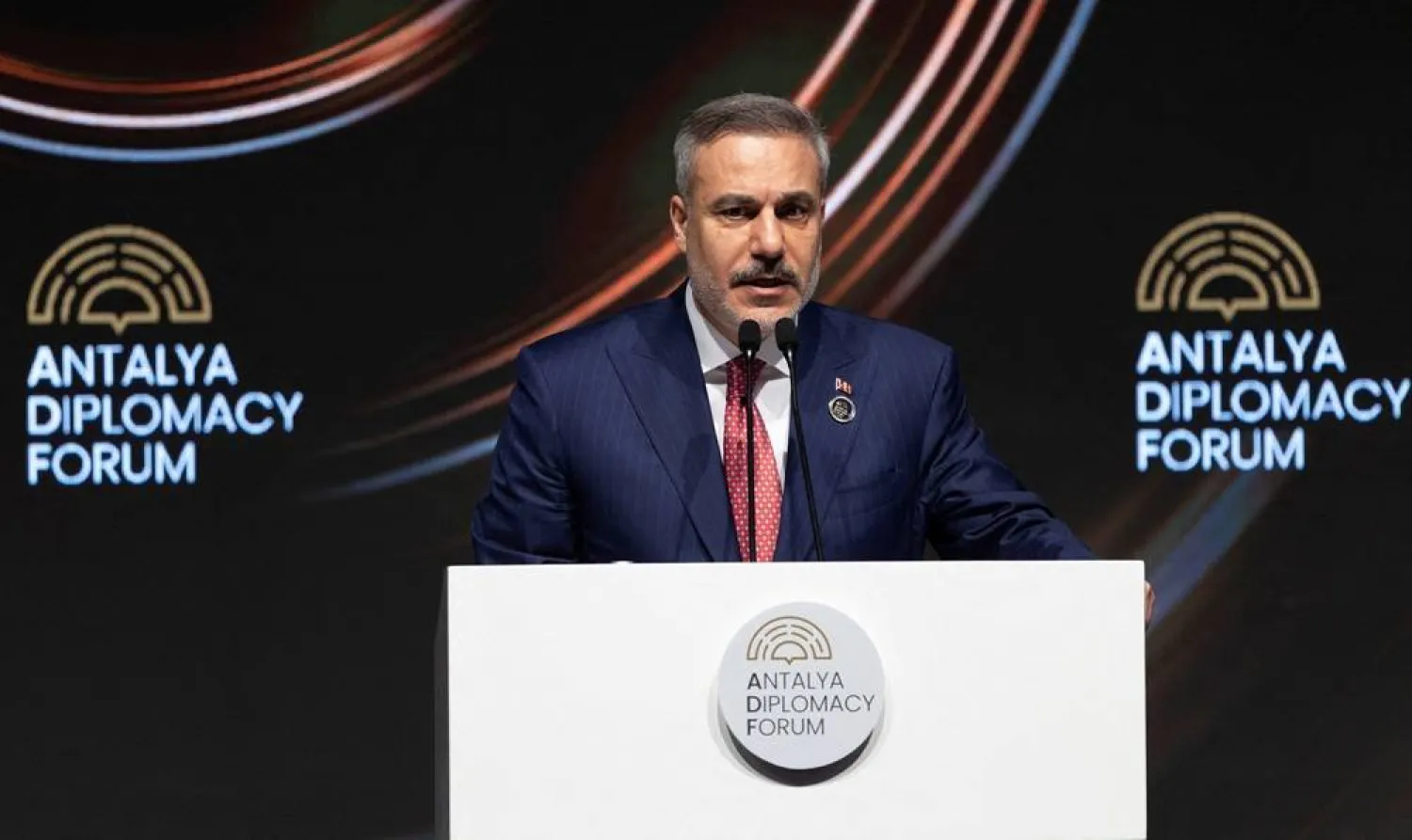  Turkish Foreign Minister Hakan Fidan speaks during the opening ceremony of Antalya Diplomacy Forum in Antalya, Türkiye, April 17, 2026. (Reuters)