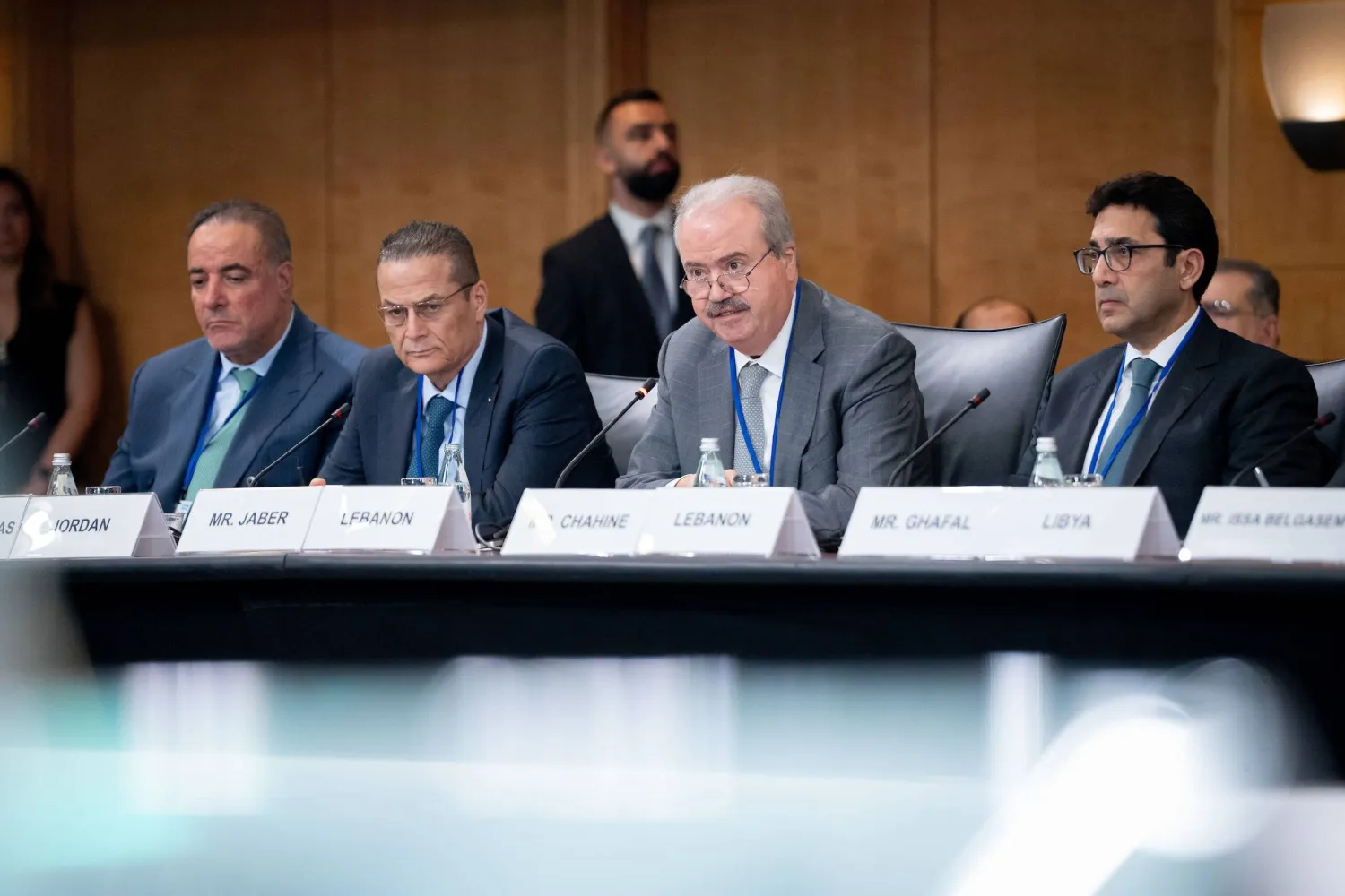 وزير المال ياسين جابر مشاركاً في جلسة لوزراء المالية ومحافظي المصارف المركزية خلال اجتماعات الربيع (الصندوق)