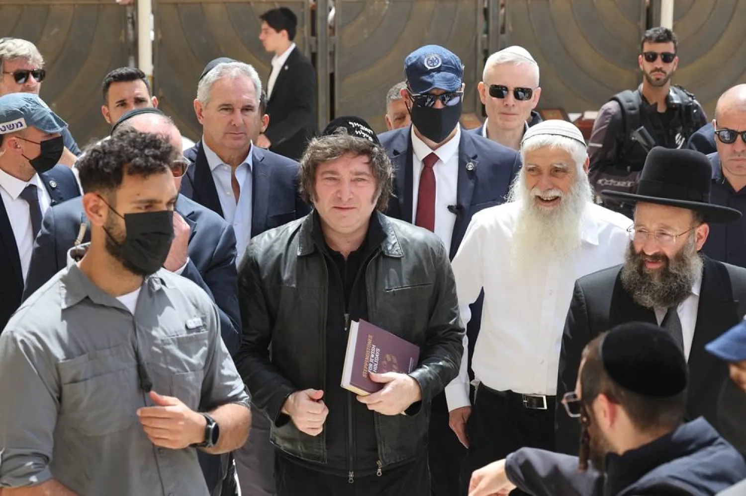 Argentinian President Javier Milei (C) visits the Western Wall in Jerusalem’s Old City, 19 April 2026. (EPA)