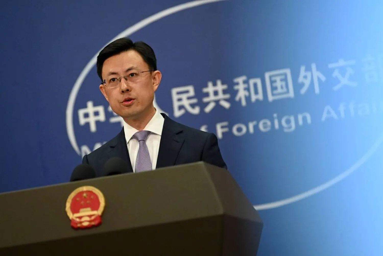 13 April 2026, China, Beijing: Guo Jiakun, spokesman for the Chinese Foreign Ministry, speaks to journalists. (dpa) 