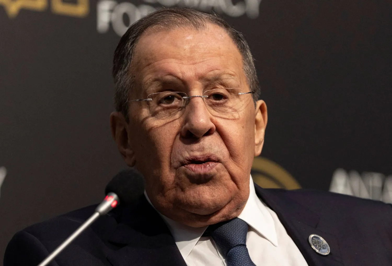 Russian Foreign Minister Sergei Lavrov speaks during a session at Antalya Diplomacy Forum in Antalya, Türkiye, April 18, 2026. (Reuters) 