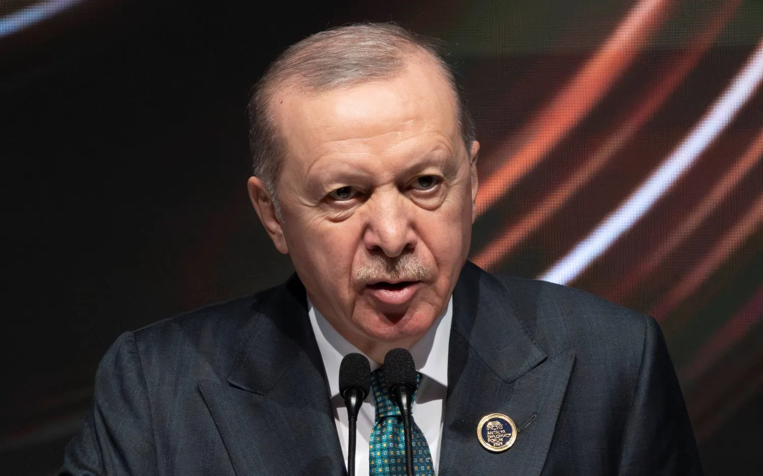 Turkish President Recep Tayyip Erdogan speaks during the opening ceremony of Antalya Diplomacy Forum in Antalya, Türkiye, April 17, 2026. (Reuters) 