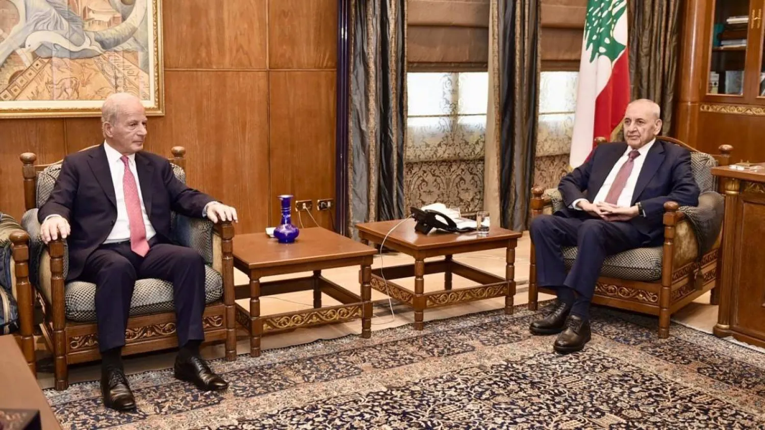 رئيس مجلس النواب مستقبلاً السفير الأميركي لدى لبنان ميشال عيسى (الرئاسة اللبنانية)