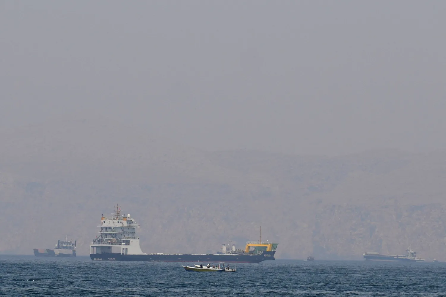  Ships and boats in the Strait of Hormuz off the coast of Musandam, Oman, April 20, 2026. (Reuters)