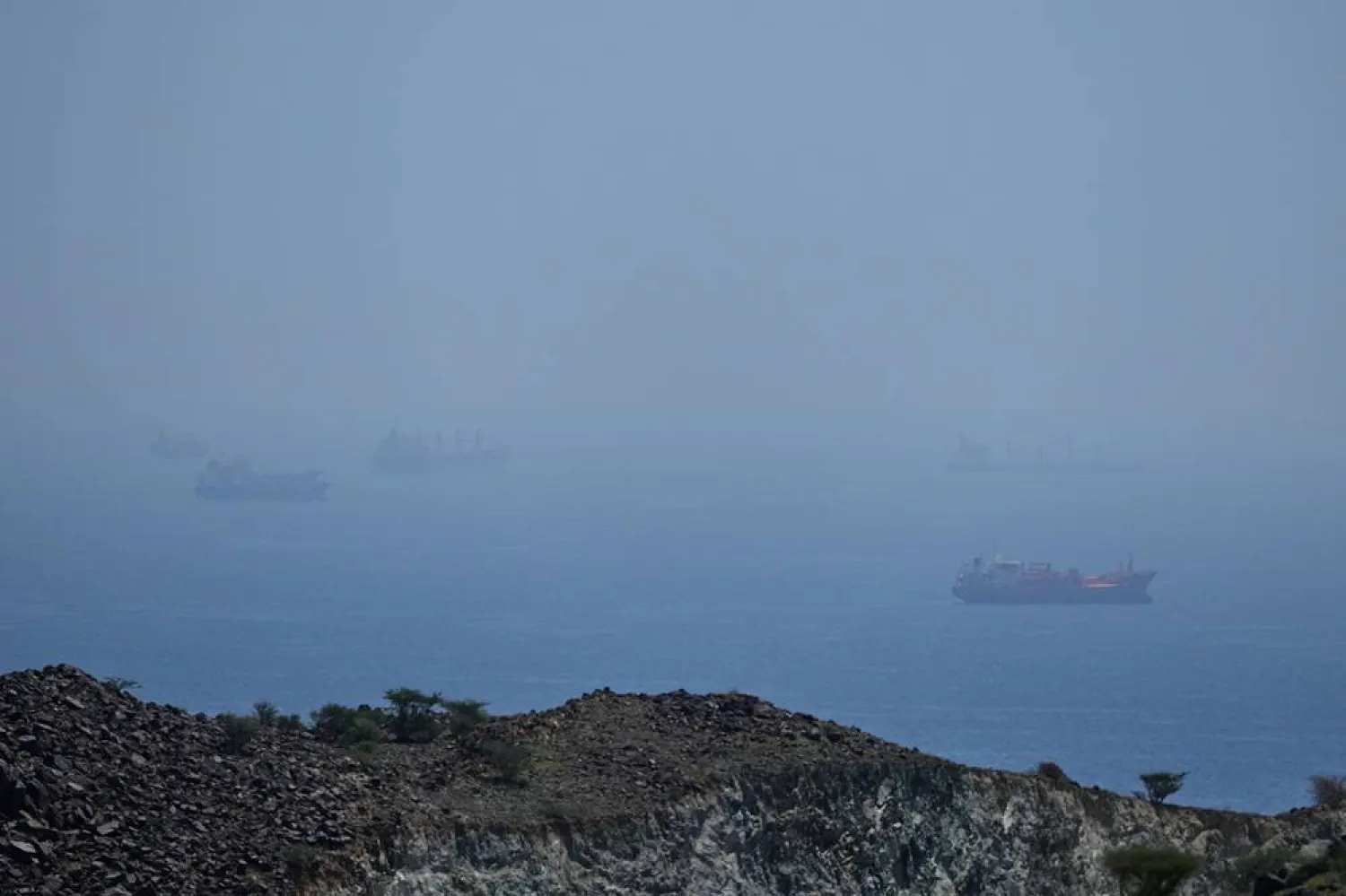  Tankers and bulk carriers anchored in the Strait of Hormuz, Saturday, April 18, 2026. (AP) 