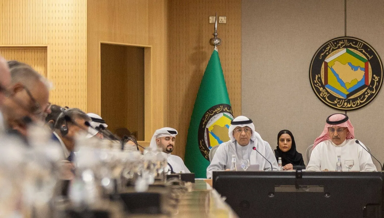 Secretary-General of the Gulf Cooperation Council Jasem Mohamed Albudaiwi speaks at the symposium in Riyadh on Tuesday. (GCC)