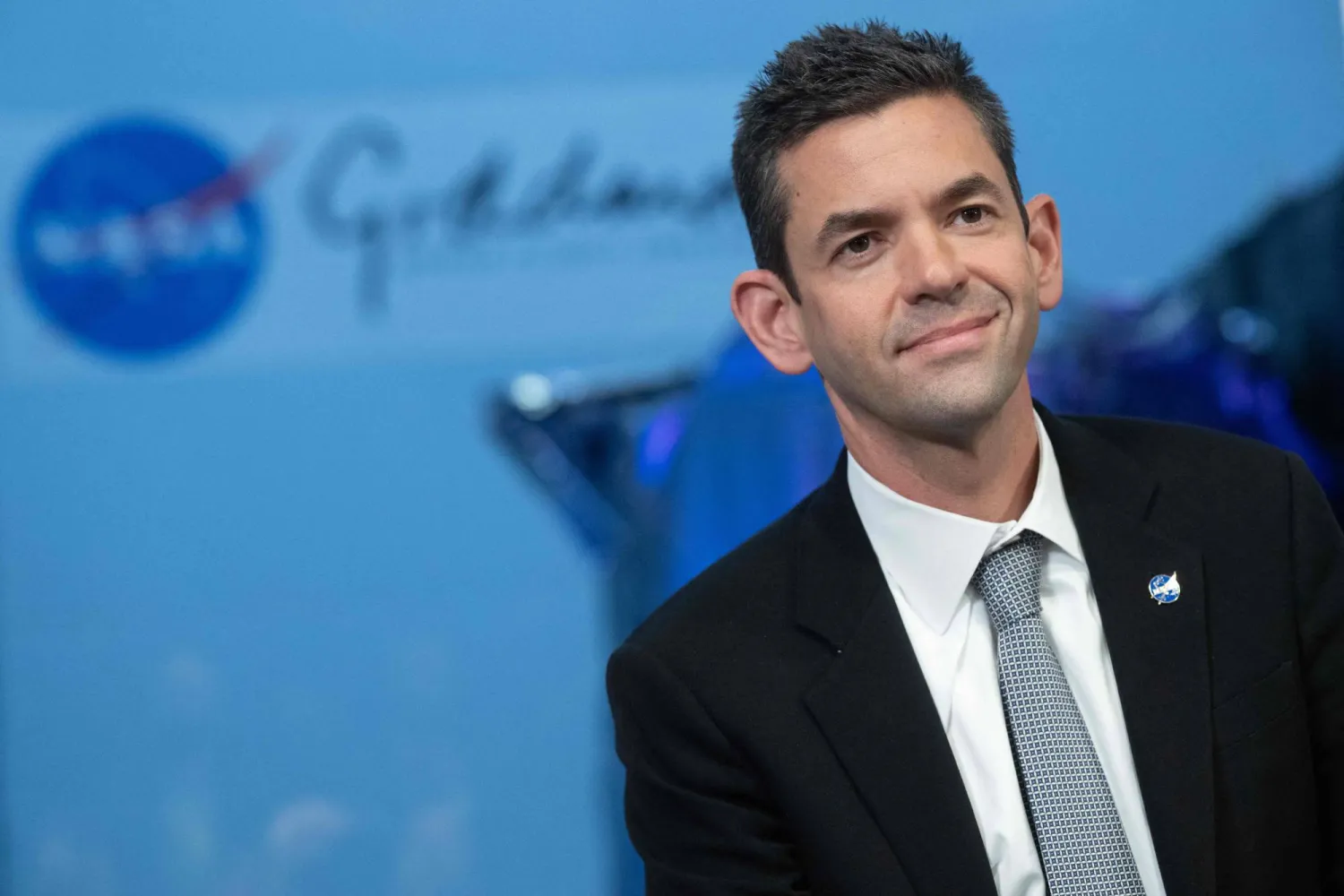 NASA Administrator Jared Isaacman speaks about the Nancy Grace Roman Space Telescope after it was unveiled to the public at NASA's Goddard Space Flight Center in Greenbelt, Maryland on April 21, 2026. (Photo by SAUL LOEB / AFP)